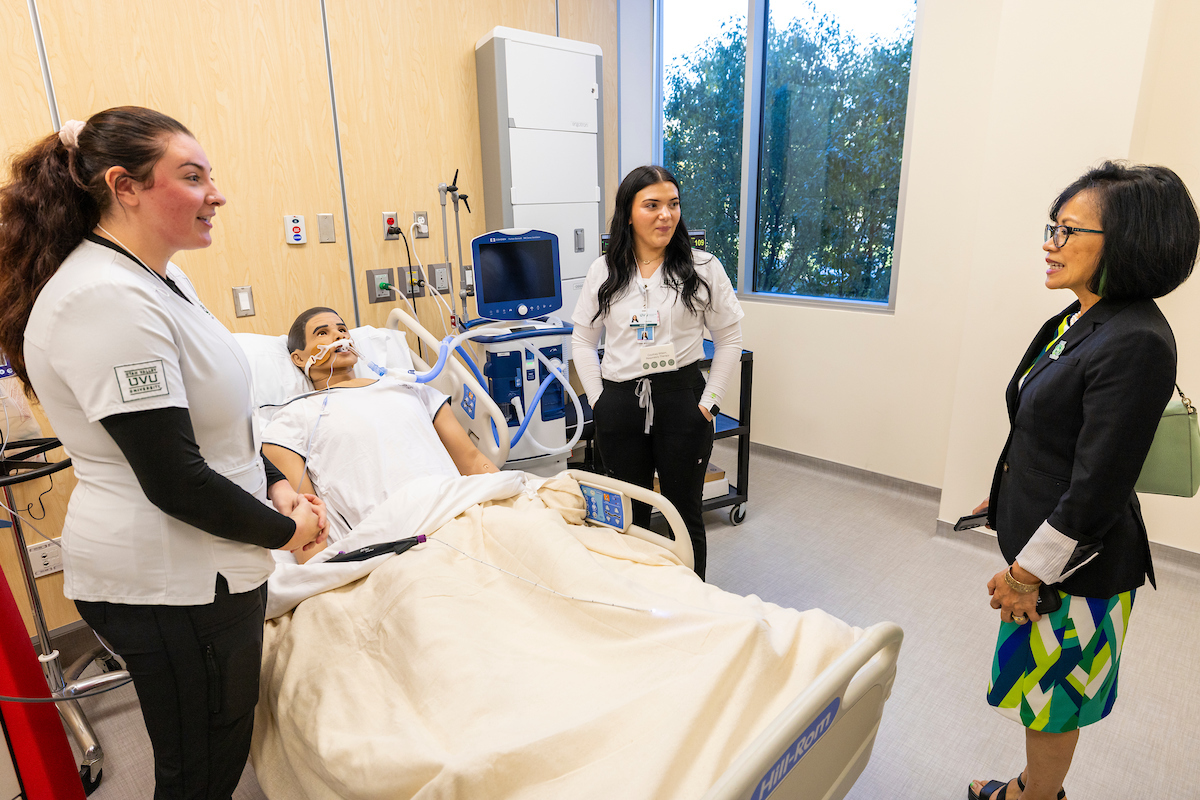 President Tuminez with Dental Hygiene students