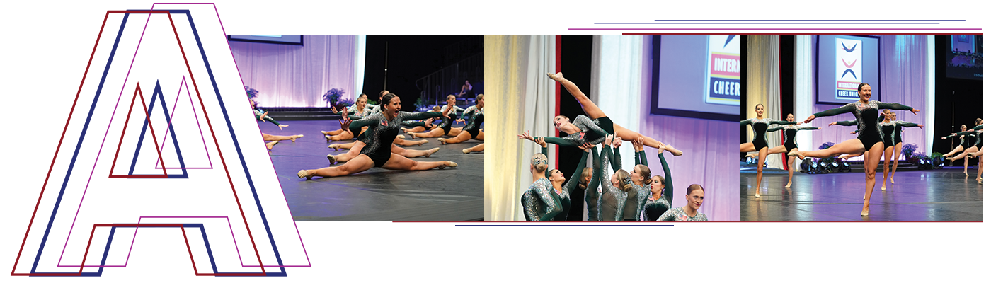 Three photos showing dance team performing.