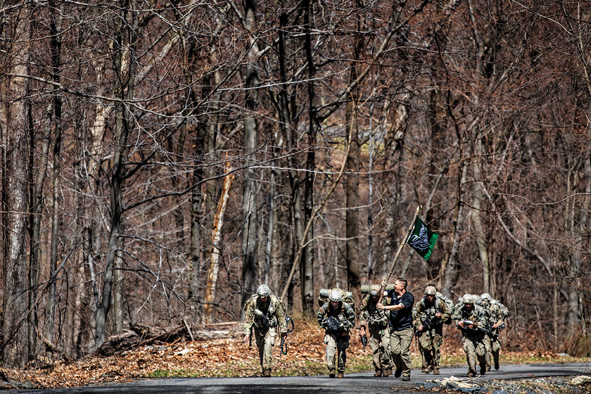 Unit running in the back country