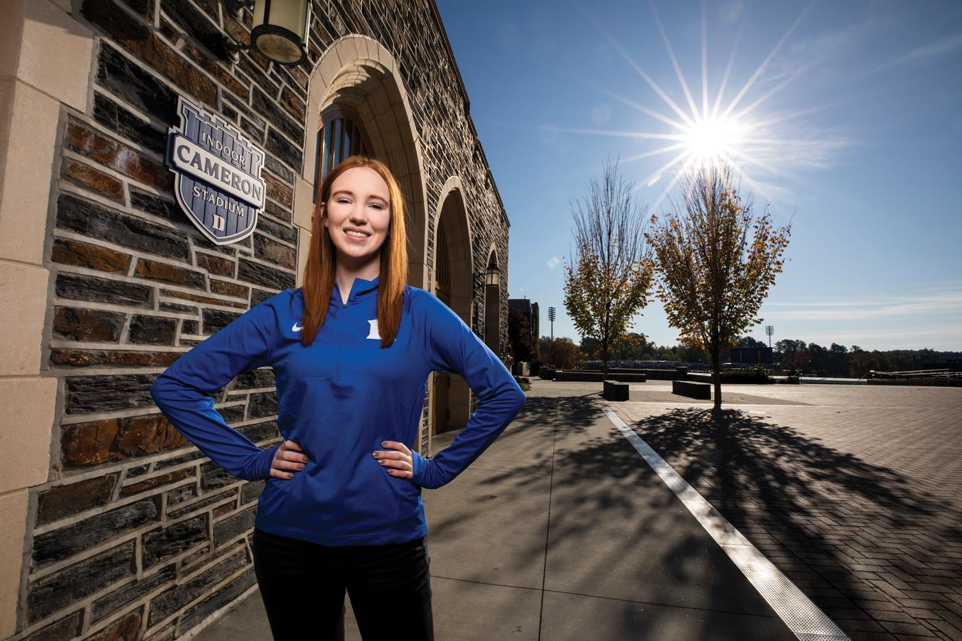 Courtney Wright standing outside of Cameron Indoor Stadium