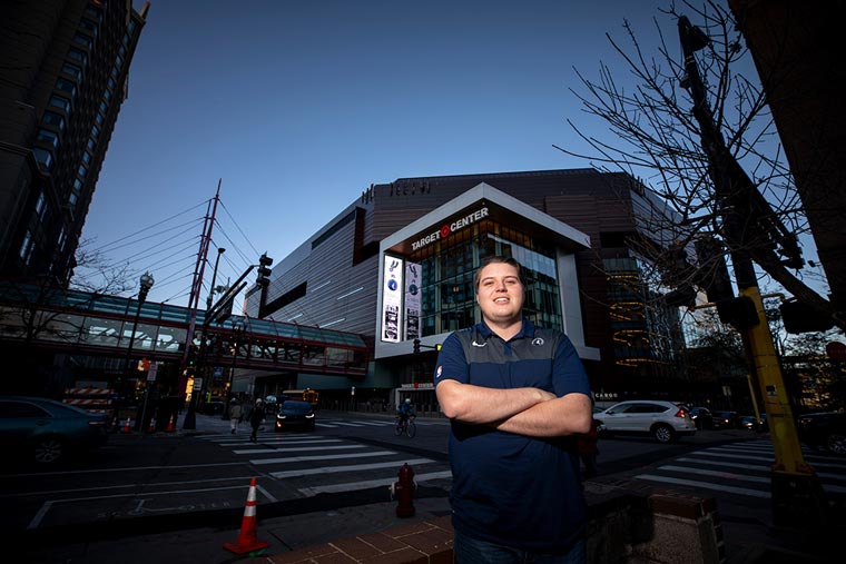 Parker stands outside of the Target Center.