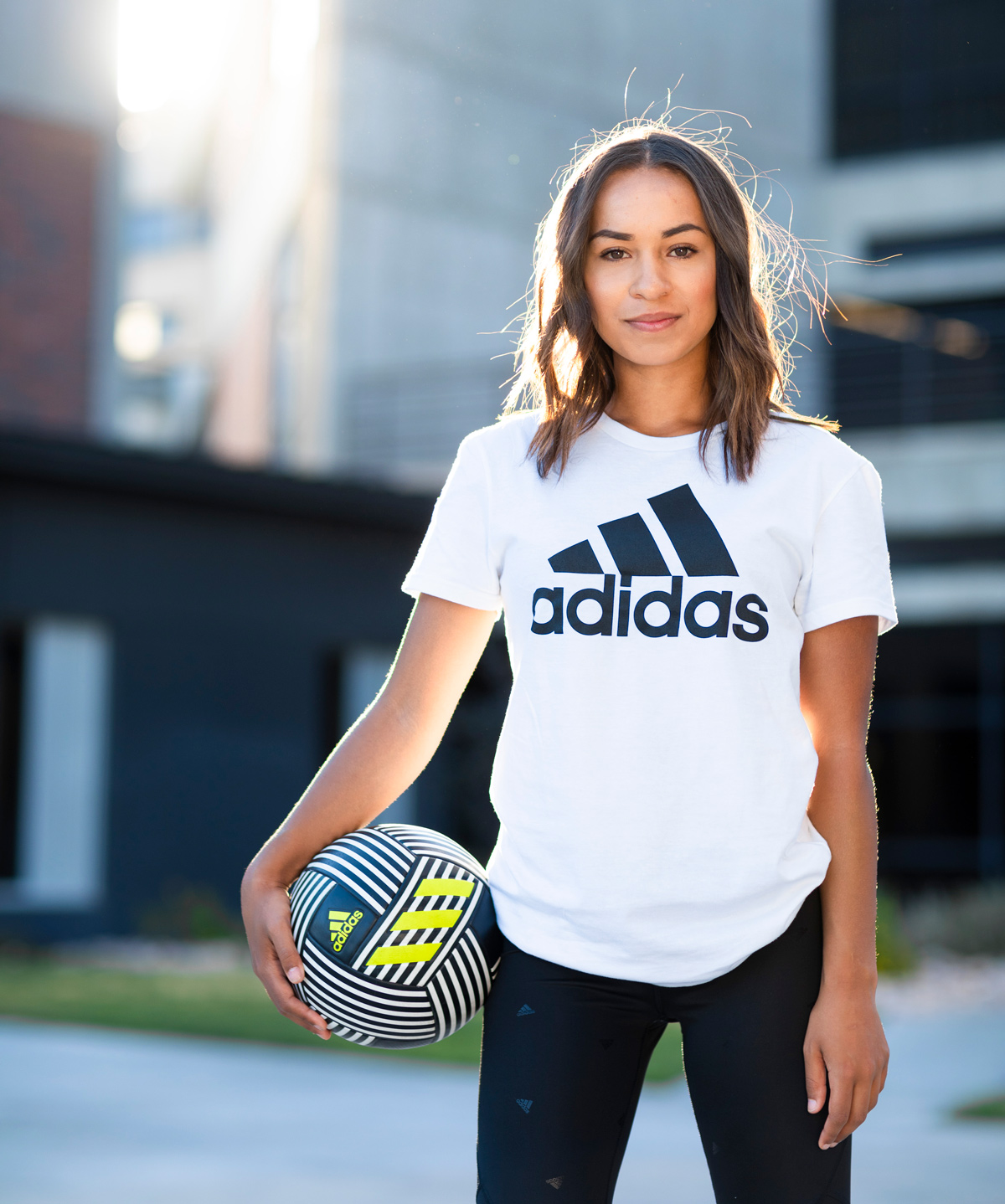 Hannah Bruce poses with a soccer ball. Photo by Savanna Richardson.