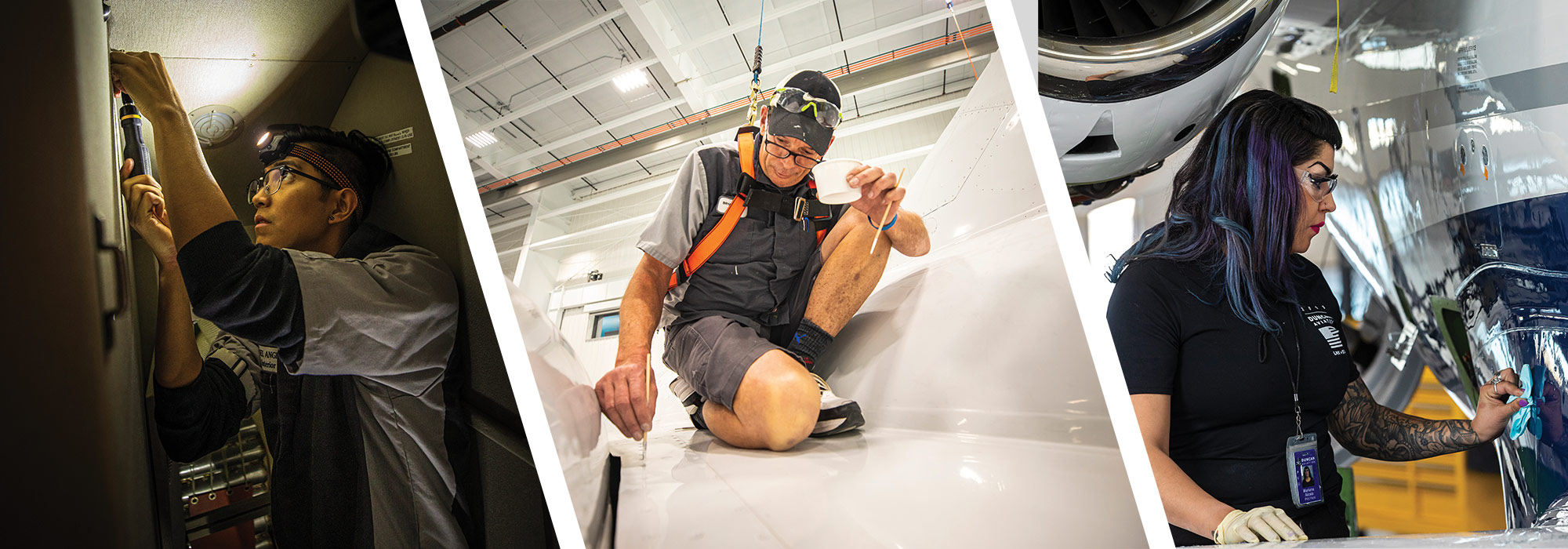 Utah Valley University alumni, many from the collision repair program, have transferred their skills to employment in the aircraft industry. 