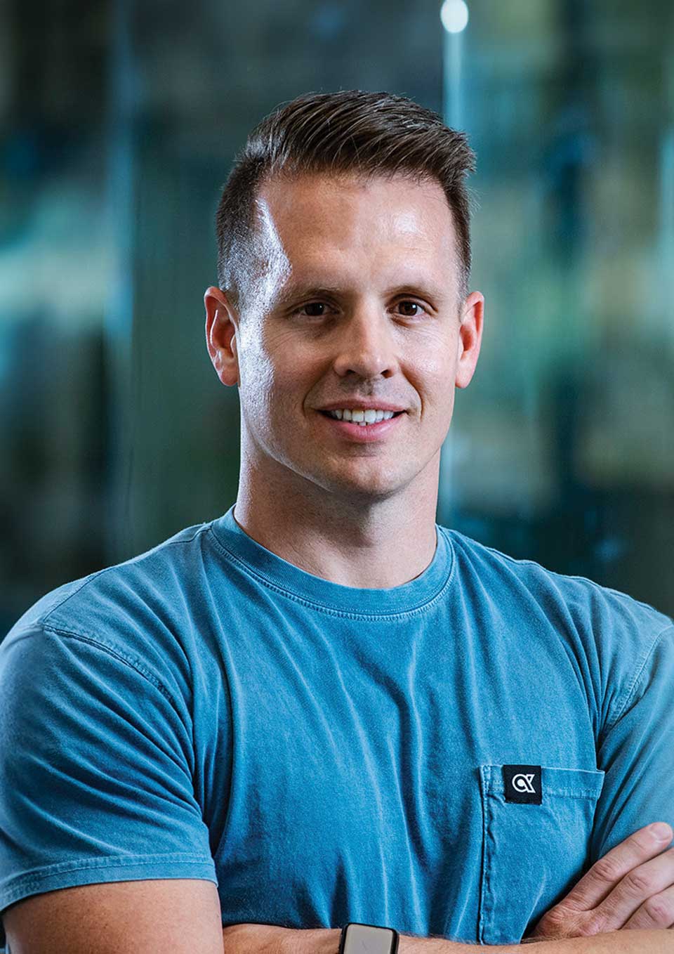 Headshot of Steve Sonnenberg in a blue t-shirt.