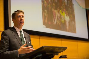 UVU President Matthew S. Holland speaks at the annual State of the University Speech in the Science Building Auditorium on the campus of Utah Valley University in Orem, Utah on Tuesday Feb. 7, 2017. (August Miller, UVU Marketing)
