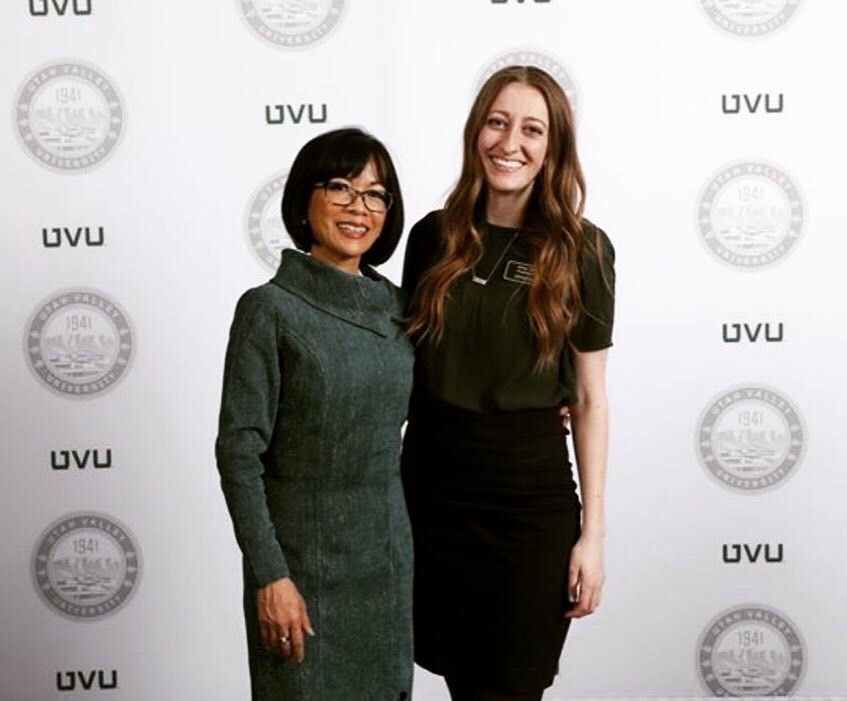 Anna Tibbitts with President Tuminez