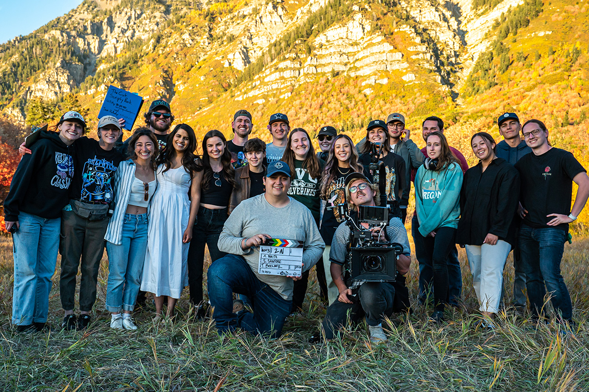 Sarah Santore and film crew