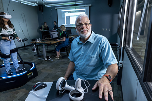 Professor in AR/VR lab.
