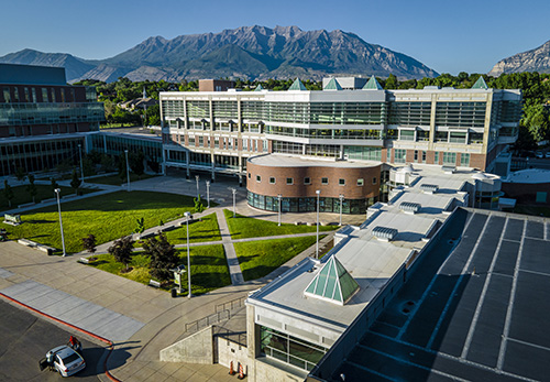 Fulton Library courtyard at UVU.