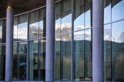 Columns outside Noorda Center.