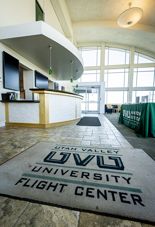UVU Provo Airport campus reception area.