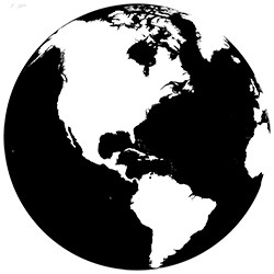 black and white globe