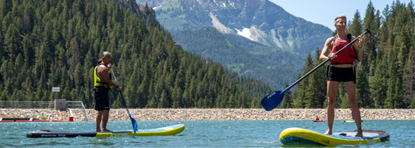 kayakers on a lake