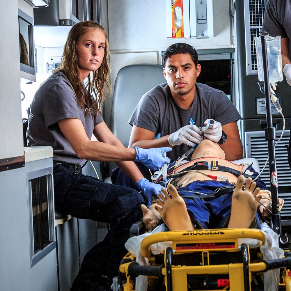 EMTs in an ambulance