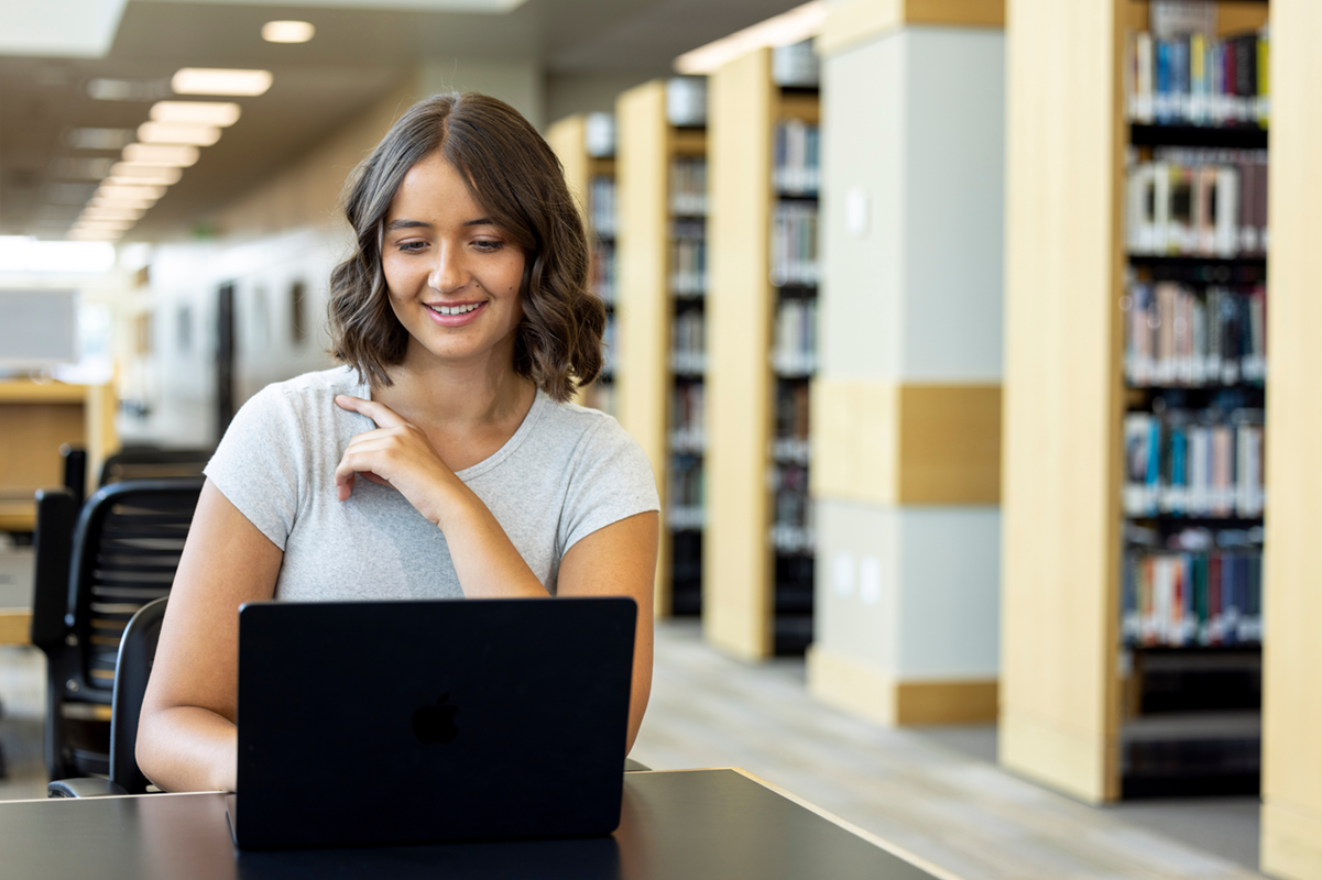 person looking at a laptop