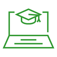 Computer icon with graduation cap in the center