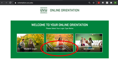 Access online orientation guest step 1