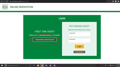 Access online orientation guest step 2