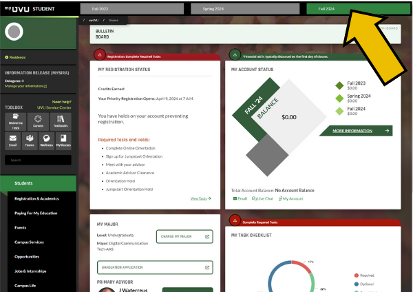 Student enrollment dashboard