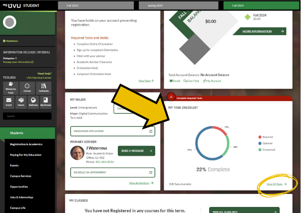 Student enrollment dashboard