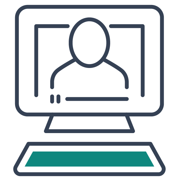 Computer with person on screen Icon
