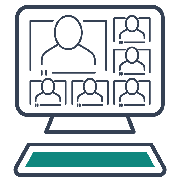 Computer with several box images with people Icon