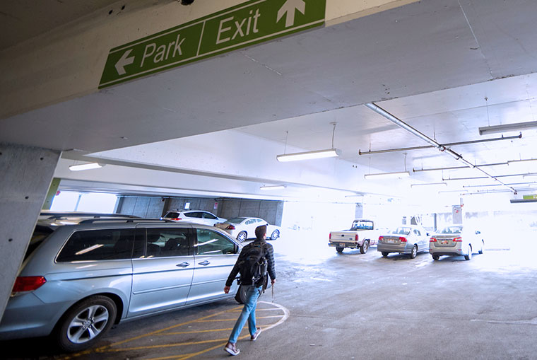 Interior of the parking garage