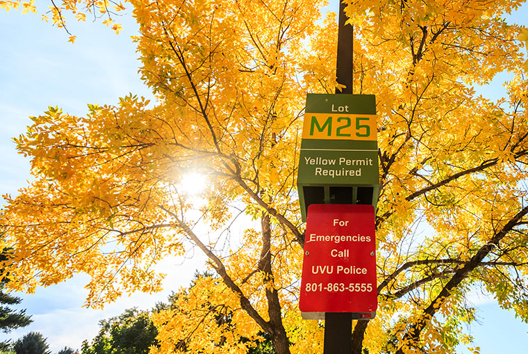 Parking Wayfinding Sign above a parking lot