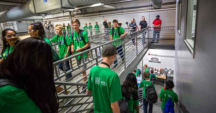 Students on a UVU PREP field trip to US Synthetics