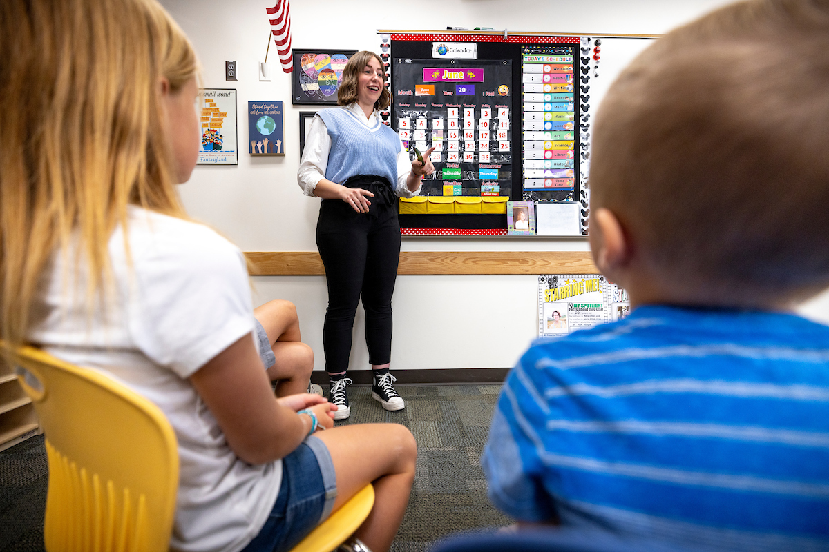 teacher in front of a classroom