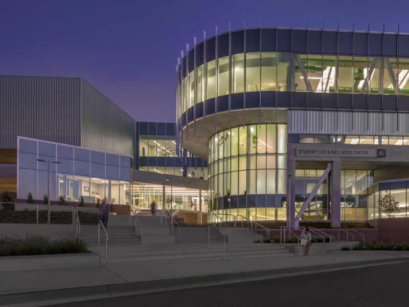 Reflection Center A picture of the outside of the Student life and wellness building