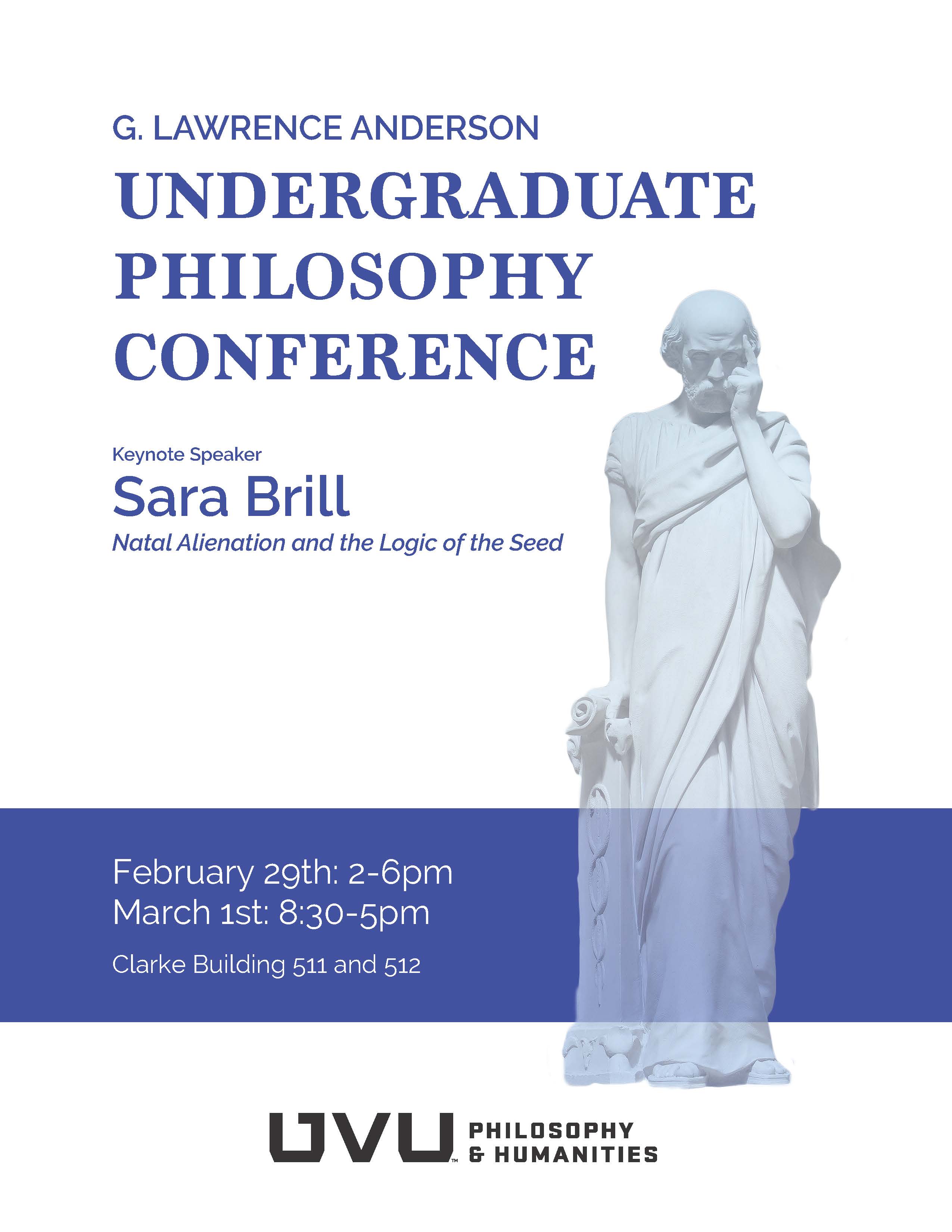 Philosophy Undergratuate Conference with a greek statue