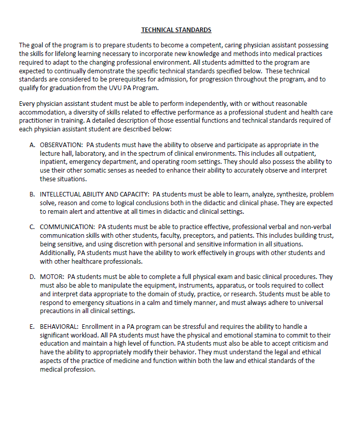 Incoming PA Student Medical Clearance form pg 2