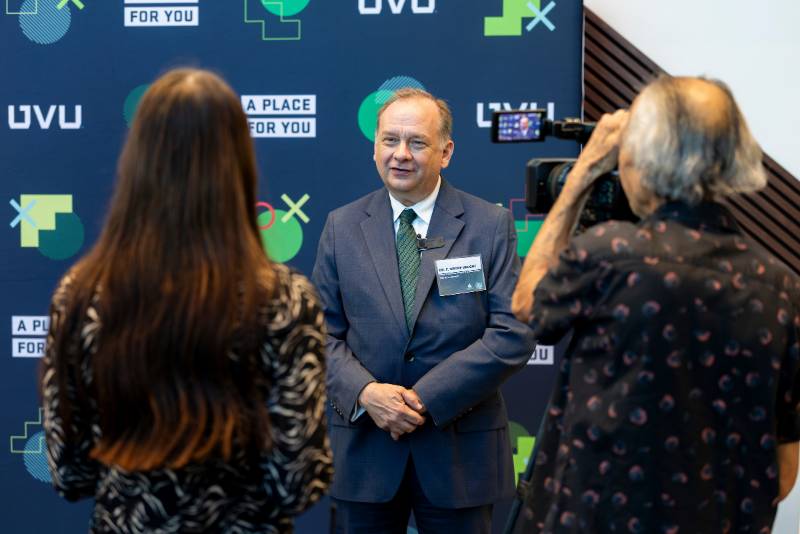 Interim President F. Waybe Vaught participates in an event.