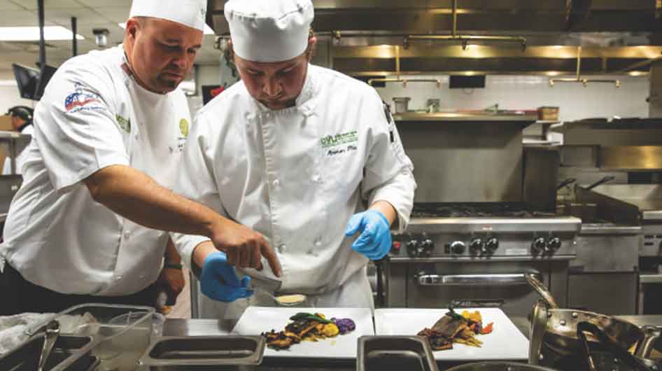 Two chefs cooking