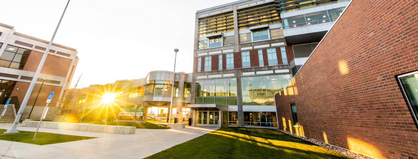 Image of the south side of the Library building at UVU