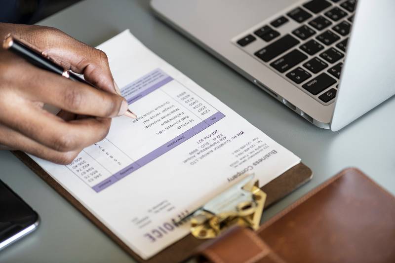 Person reviewing financial document