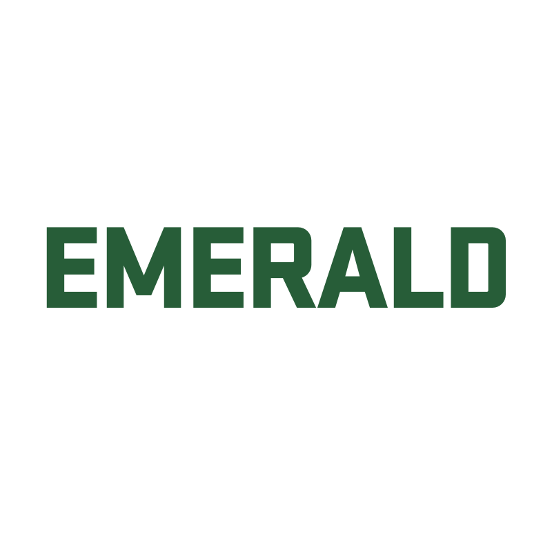 The word Emerald in Dark Green Text