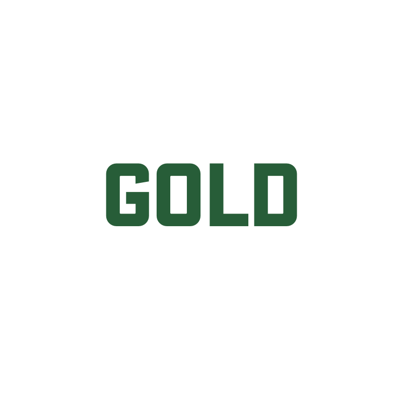 The word Gold in Dark Green Text