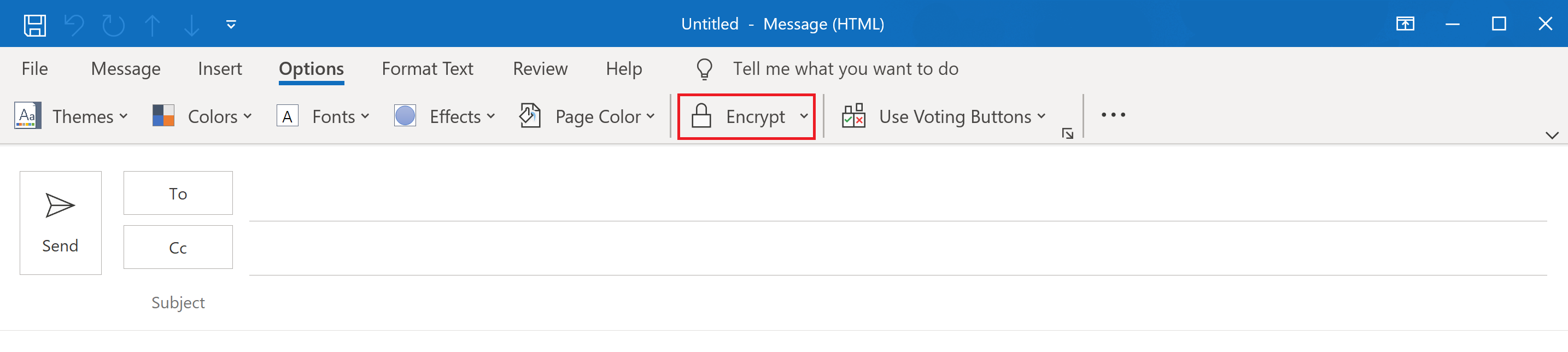 Select the encrypt button in the menu.