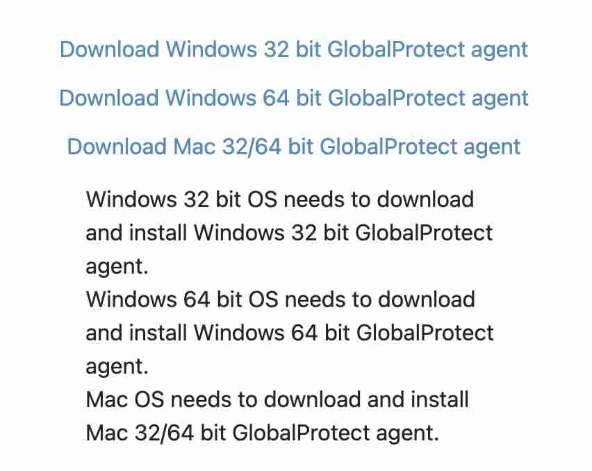 download links for the globalprotect client