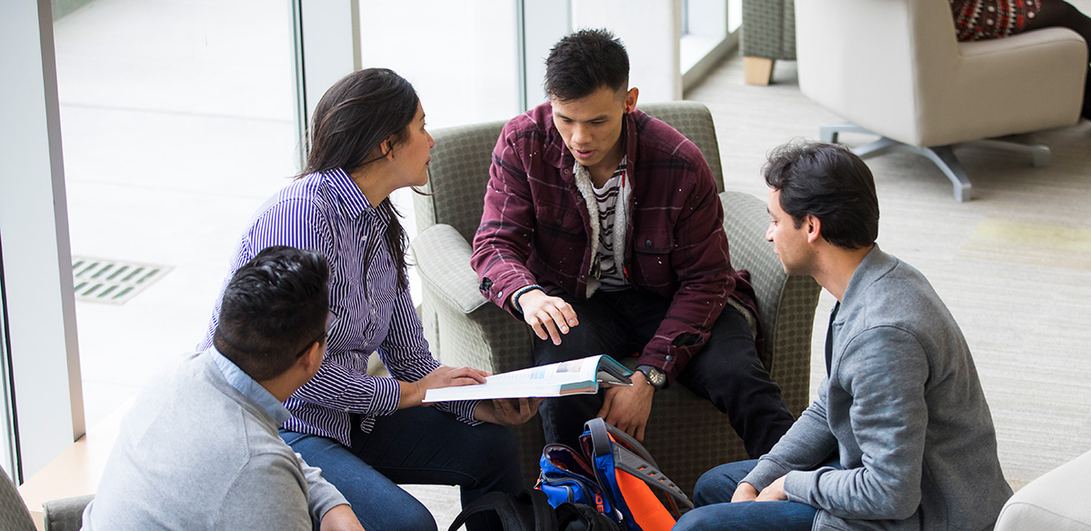 Students sitting and talking.