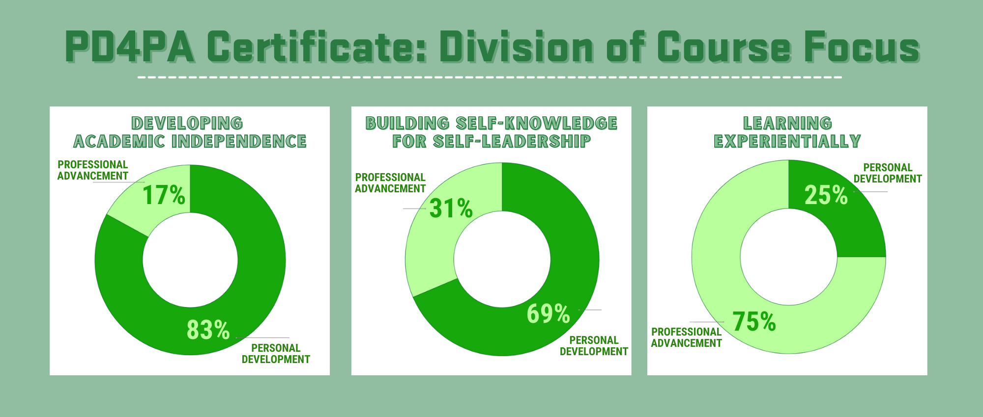 Breakdown of PD4PA Sections with Professional Advancement and Personal Development