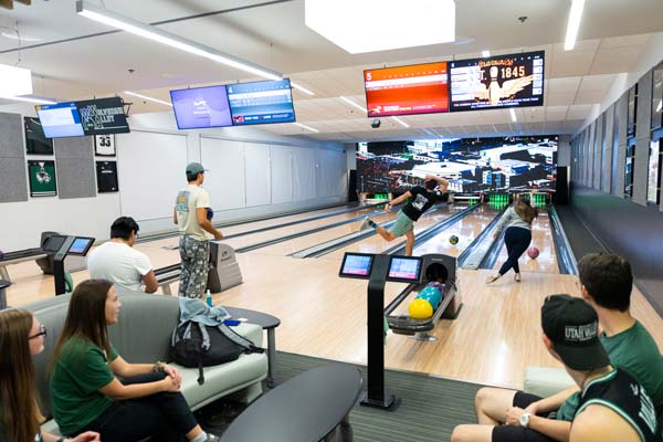 Students having fun at the UVU Bowling and Gaming Center