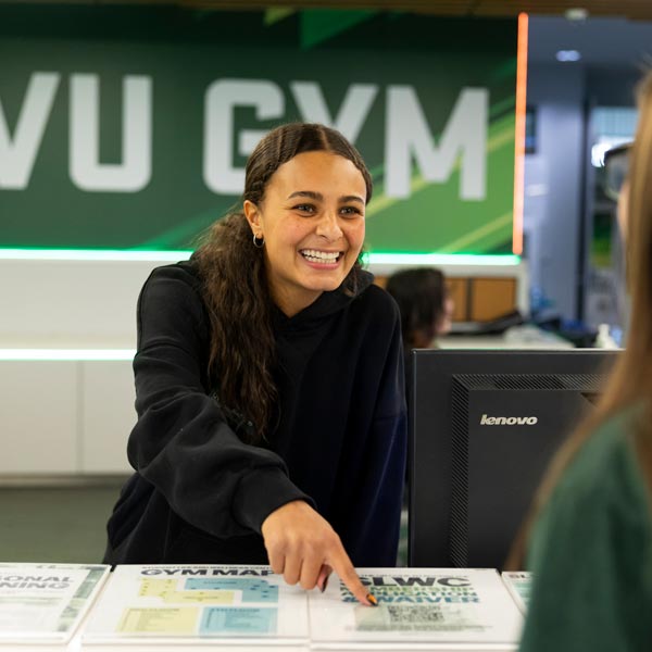 Students using UVU's gym