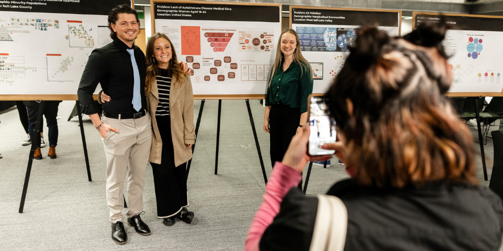 UVU student at a social impact research competition