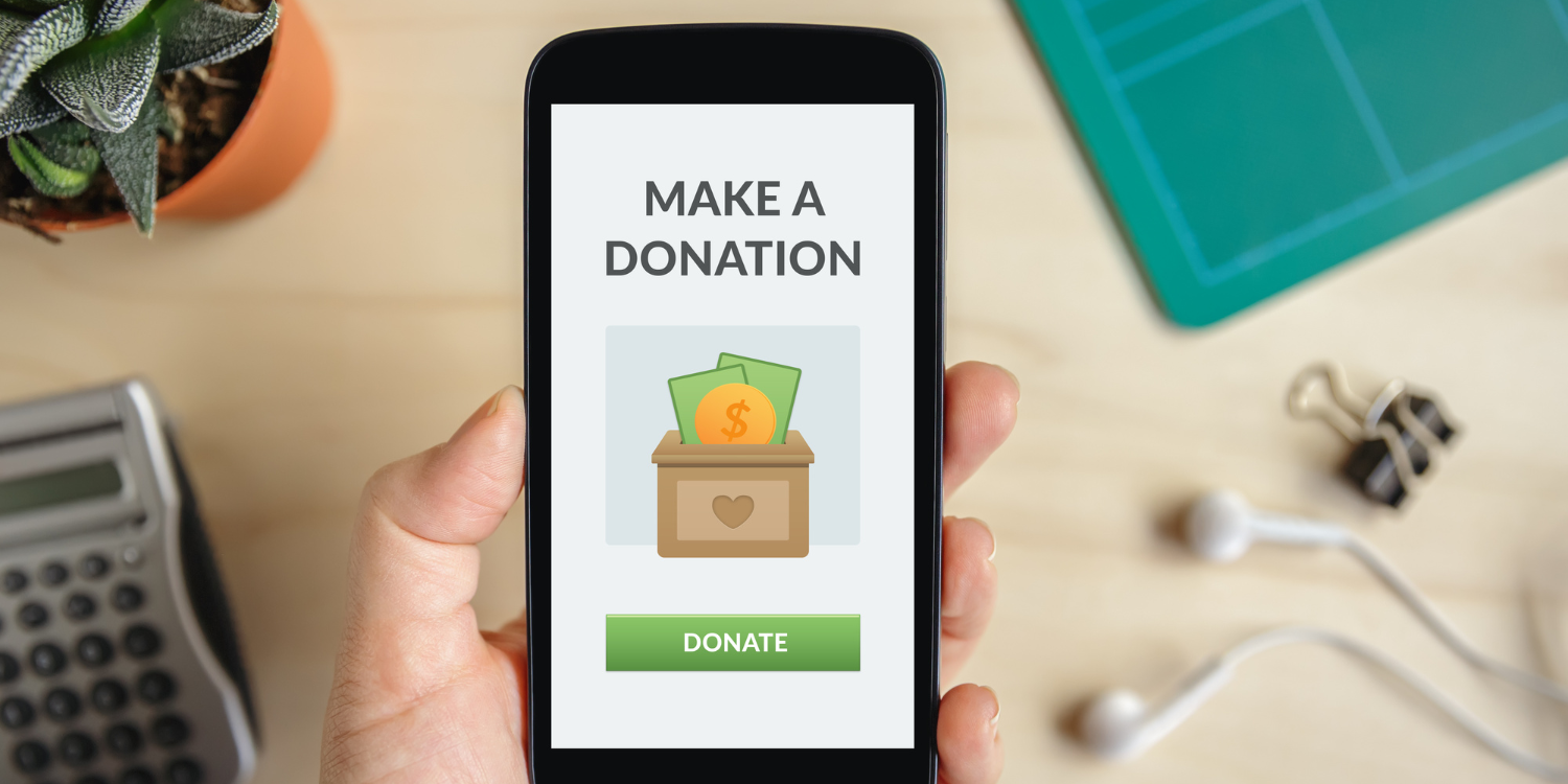 phone with donate button