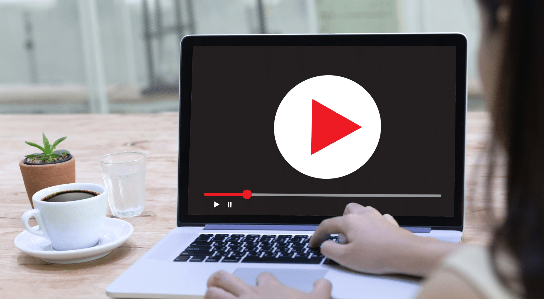 laptop with youtube video logo on screen