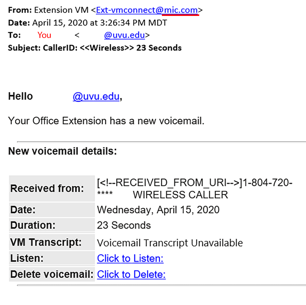 voicemail scam example