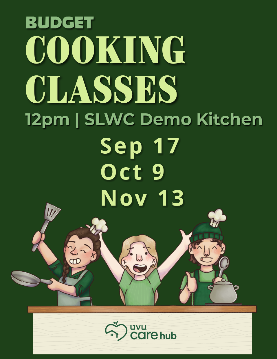 Cooking class schedule for the 2026 Fall semester
